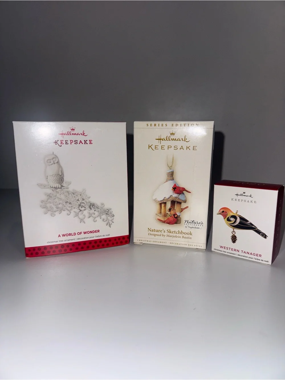 Hallmark Keepsake Christmas Ornaments bird Themed Lot of 3 Birds owl, cardinal